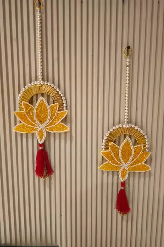  Handmade Decorative Traditional Hanging | Multicolour Pom-Pom Toran for Home Decor (Pack of 2)