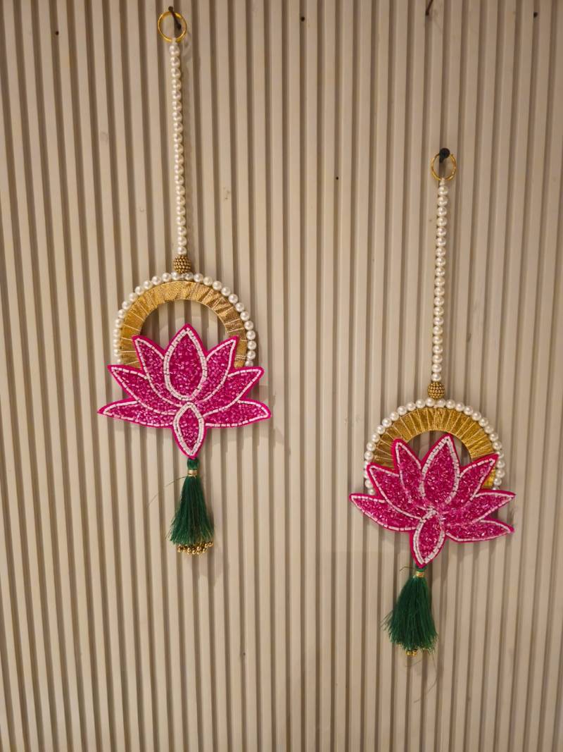 Handmade Decorative Traditional Hanging | Multicolour Pom-Pom Toran for Home Decor (Pack of 2)