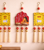 Decorative Jharokha with Cow Shubh Labh Hanging Perfect for Home Decor Hanging (Set of 1)
