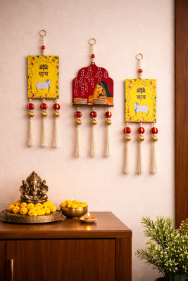 Decorative Jharokha with Cow Shubh Labh Hanging Perfect for Home Decor Hanging (Set of 1) 2