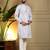 Sky blue heavy jecquard print party wear kurta and payjama