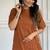  rust-brown solid a-line pure cotton kurta set with trousers