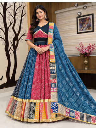 Muslin Cotton Digital Print Lehenga With Dupatta Mirror Work Navratri Special Chaniya Choli 1