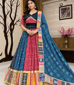 Muslin Cotton Digital Print Lehenga With Dupatta Mirror Work Navratri Special Chaniya Choli