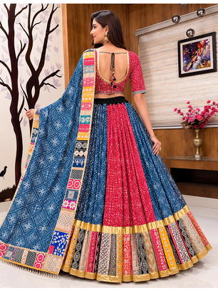 Muslin Cotton Digital Print Lehenga With Dupatta Mirror Work Navratri Special Chaniya Choli 2