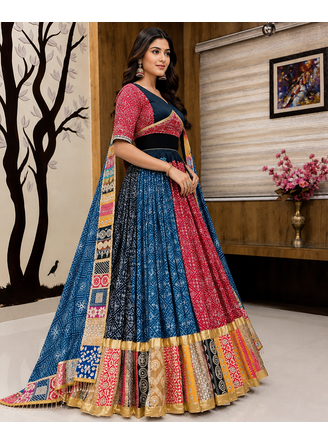 Muslin Cotton Digital Print Lehenga With Dupatta Mirror Work Navratri Special Chaniya Choli 4