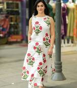  floral block-print sleeveless a-line kurta set