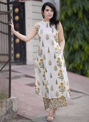  yellow floral printed rayon ethnic co-ord set for women 1