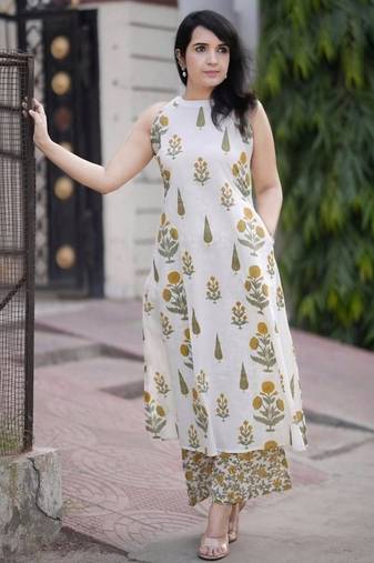  yellow floral printed rayon ethnic co-ord set for women
