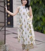  yellow floral printed rayon ethnic co-ord set for women