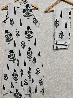 teal floral printed rayon ethnic co-ord set for women 5