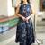  blue abstract printed sleeveless cotton kurta & wide-leg pant co-ord set