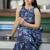  blue abstract printed sleeveless cotton kurta & wide-leg pant co-ord set