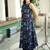  blue abstract printed sleeveless cotton kurta & wide-leg pant co-ord set