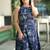  blue abstract printed sleeveless cotton kurta & wide-leg pant co-ord set