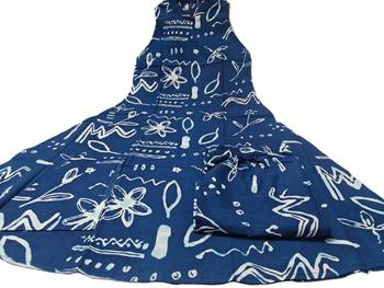  blue abstract printed sleeveless cotton kurta & wide-leg pant co-ord set 5