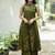  dark green block printed sleeveless cotton a-line kurta set