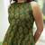  dark green block printed sleeveless cotton a-line kurta set