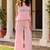  pink checked cotton sleeveless peplum top & trouser co-ord set