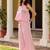  pink checked cotton sleeveless peplum top & trouser co-ord set