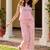  pink checked cotton sleeveless peplum top & trouser co-ord set