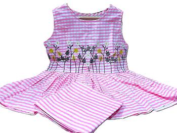  pink checked cotton sleeveless peplum top & trouser co-ord set 5