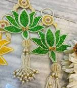 Handmade Multicolour Lotus Shubh Labh Gota Patch Hanging for Home Decor Hanging (Pack of 2)