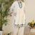  off-white and indigo blue applique work pure cotton straight co-ord tunics set