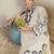  off-white and indigo blue applique work pure cotton straight co-ord tunics set