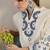  off-white and indigo blue applique work pure cotton straight co-ord tunics set