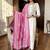  off-white floral embroidered cotton kurta set with pink bandhani dupatta