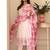  off-white and pink floral embroidered kurta set