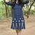  navy blue floral embroidered denim a-line middi