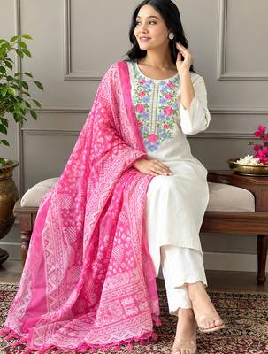  off-white multi-color embroidered kurti set with scallop pants 2