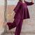 wine purple embellished cotton peplum co-ord set