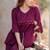  wine purple embellished cotton peplum co-ord set