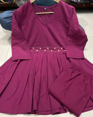  wine purple embellished cotton peplum co-ord set 5