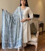  off-white embroidered cotton flex straight kurta pant set