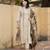  beige floral embroidered cotton straight kurta pant set