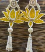 Handmade Multicolour Lotus Shubh Labh Gota Patch Hanging for Home Decor Hanging (Pack of 2)