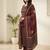  coffee brown yoke work cotton straight suit set