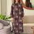  dark chocolate beige motif print pure cotton gathered a-line co-ord kurta set