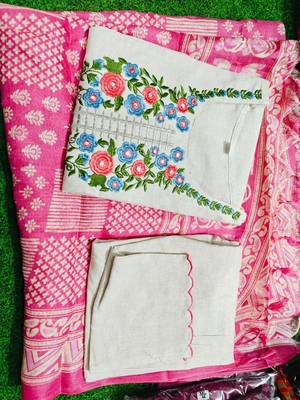  off-white multi-color embroidered kurti set with scallop pants 5