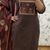 coffee brown yoke work cotton straight suit set