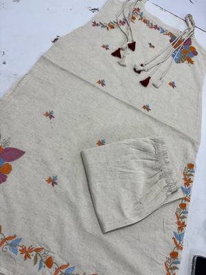  white applique embroidered cotton straight kurta set 5