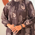  dark chocolate beige motif print pure cotton gathered a-line co-ord kurta set