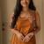  rust applique embroidered cotton straight kurta set