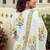  white and yellow floral printed cotton sharara suit set