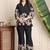  black floral printed crepe flared co-ord set