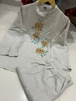  grey floral embroidered linen co-ord set 5